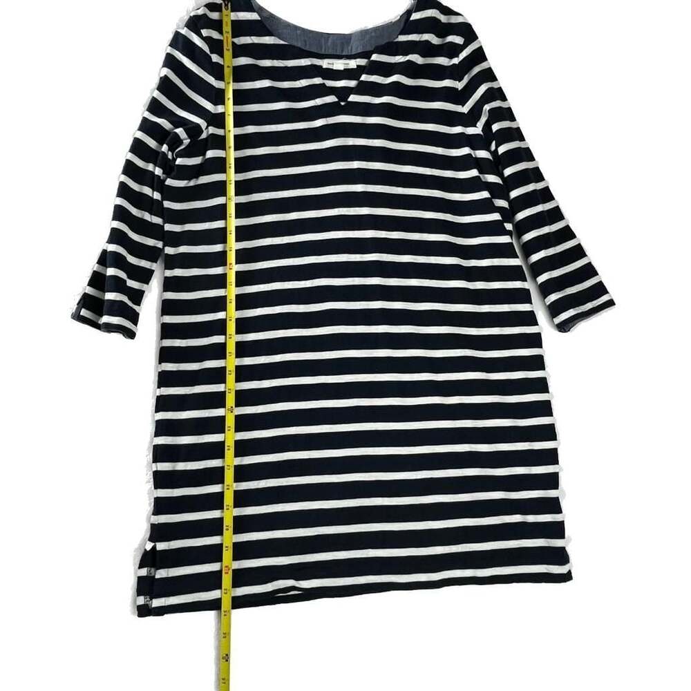 BeachLunchLounge Navy White Stripe V Neck Cotton Shift‎ Dress Size L - Picture 3 of 7